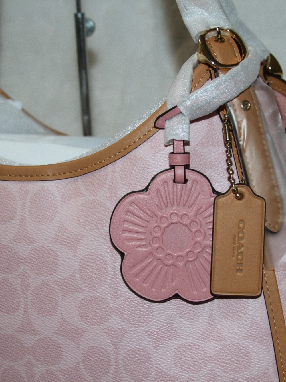 COACH Erin Powder Pink Shoulder Bag In Signature Canvas With Charms Purse - Picture 2 of 7